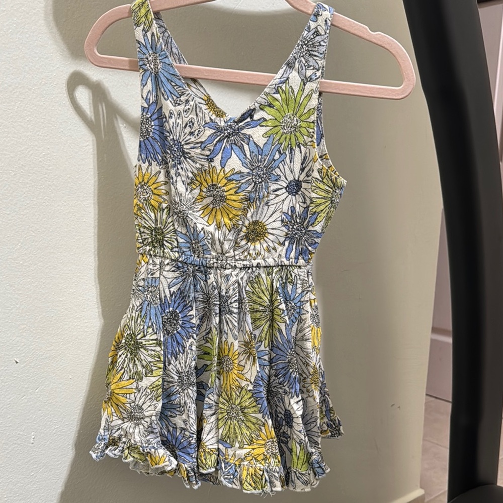 Floral Kids Dress - Blue, Yellow, Green